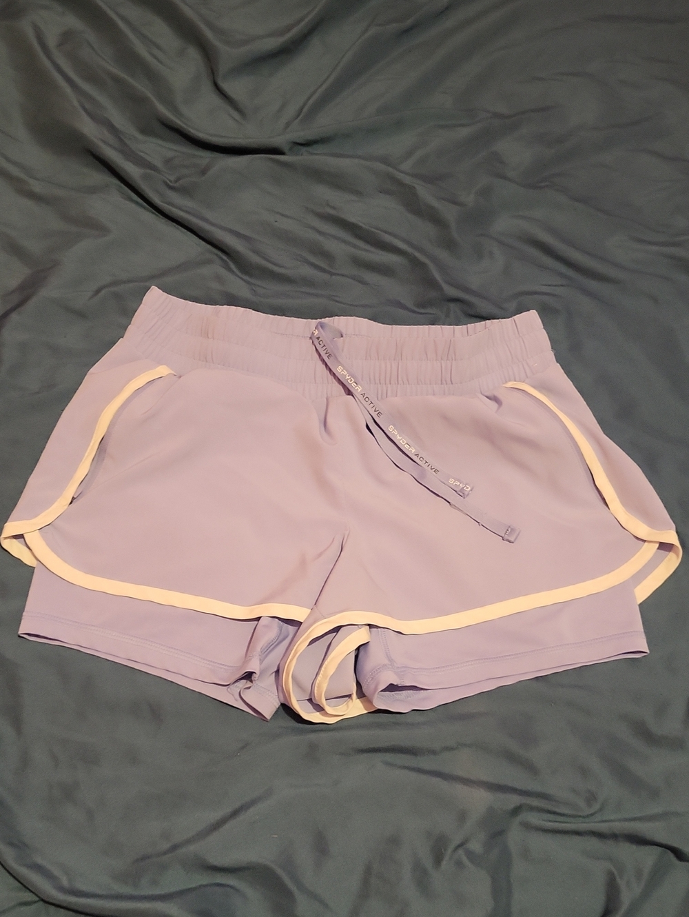 Women's Spyder Light Blue Athletic Shorts with Cream Trim Small